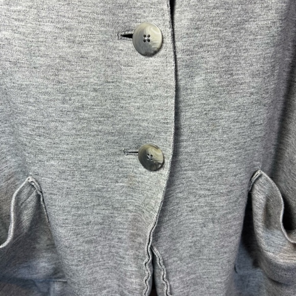 J. Jill Women's Wool Blend Knit Blazer Gray Raw Edge Seam Pockets Capsule  Large - Picture 4 of 14